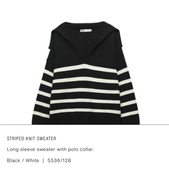 Zara Sweaters - Zara Black and White V-Neck Striped Sweater